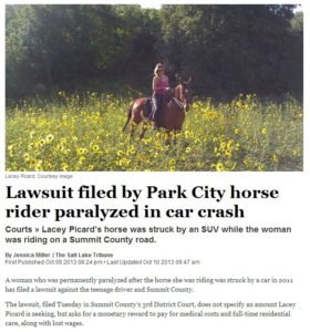 lawsuit filed by park city horse rider paralyzed in car crash